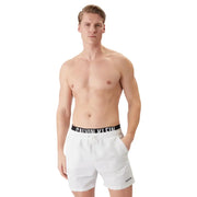 Weiß Calvin Klein Jeans Herren-Badehose mit schwarzem Logo-Bund aus Polyester mit Schnürung