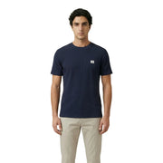 Calvin Klein Jeans men t-shirt navy blue ribbed cotton with small white logo on left chest