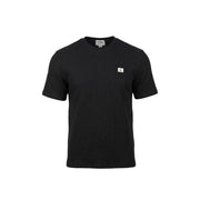 Black Calvin Klein Jeans men t-shirt with ribbed texture and small white logo patch on left chest