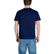 Marineblau Calvin Klein Jeans Herren-T-Shirt aus Baumwolle mit SS-Abzeichen, 30er-Jahre-Jersey-Stoff, Vorderseite abgebildet