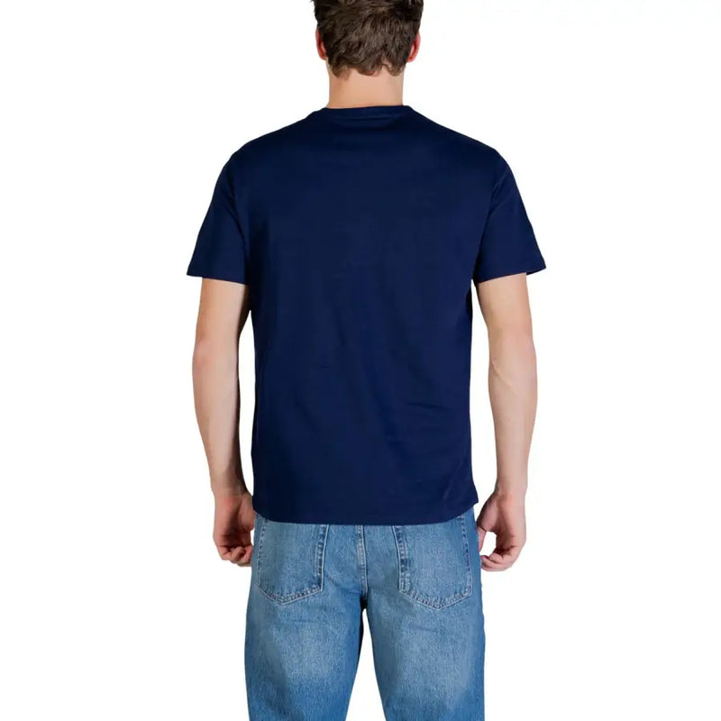 Marineblau Calvin Klein Jeans Herren-T-Shirt aus Baumwolle mit SS-Abzeichen, 30er-Jahre-Jersey-Stoff, Vorderseite abgebildet