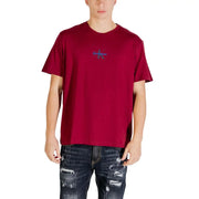 Kastanienbraun Calvin Klein Jeans Männer t-shirt mit einem dezenten, gestickten Logo auf der Brust aus einem angenehmen Stoff