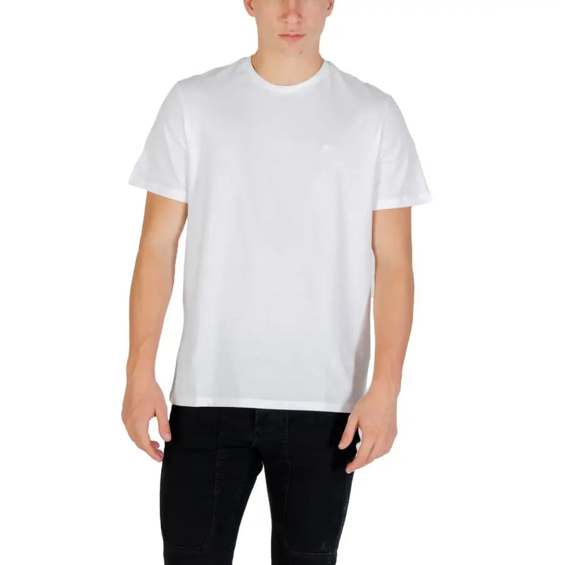 Calvin Klein Jeans für Herren t-shirt Weißes Baumwollshirt mit Rundhalsausschnitt und kleinem, gesticktem Logo auf der linken Brust