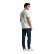 Calvin Klein Jeans Männer t-shirt Rückseite aus weißem Baumwollstoff mit grauem CK-Logo