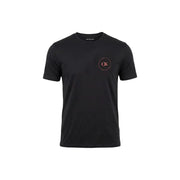 Schwarz Calvin Klein Jeans Männer t-shirt mit einem dezenten rosafarbenen runden Logo auf der Brust für lässige Kleidung