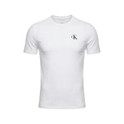 Calvin Klein Jeans Herren Weiß t-shirt mit einem kleinen schwarzen CK-Logo auf der linken Brust für lässige Kleidung