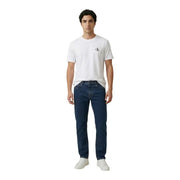 Calvin Klein Jeans Männer t-shirt aus weißem Baumwollstoff mit einem kleinen schwarzen CK-Logo auf der linken Brust