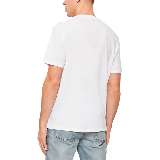 White cotton crew neck t-shirt with short sleeves from calvin klein jeans for men