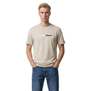 Beige Calvin Klein Jeans Herren-T-Shirt aus Baumwolle mit minimalistischem Logodruck auf der Brust für lässige Anlässe