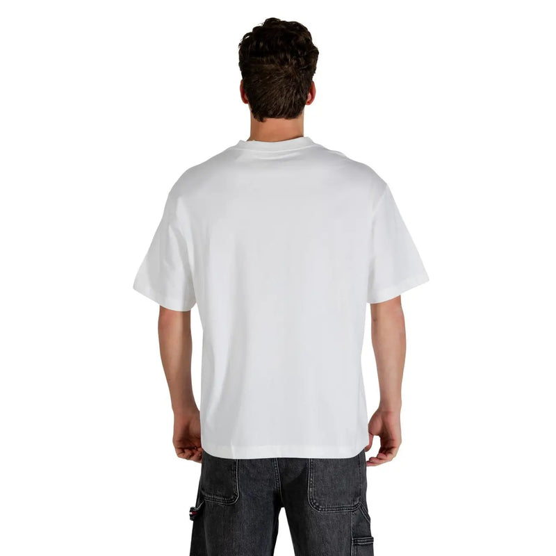 White oversized short-sleeved cotton t-shirt with crew neck by Calvin Klein Jeans for men