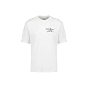 Calvin Klein Jeans Weißes Herren-T-Shirt aus Baumwolle mit Rundhalsausschnitt und schwarzem, geschwungenem Logo auf der Brust (LV04RE828G)