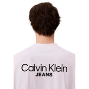 Weißes Baumwoll-T-Shirt von Calvin Klein Jeans für Herren, Frühling/Sommer, mit schwarzem Logo auf der Rückseite