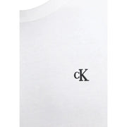 Calvin Klein Jeans men t-shirt in white cotton featuring a subtle black embroidered ck logo on the chest