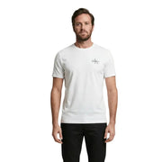 Calvin Klein Jeans Männer t-shirt aus weißem Baumwollstoff mit einem dezenten grauen Logo auf der linken Brust