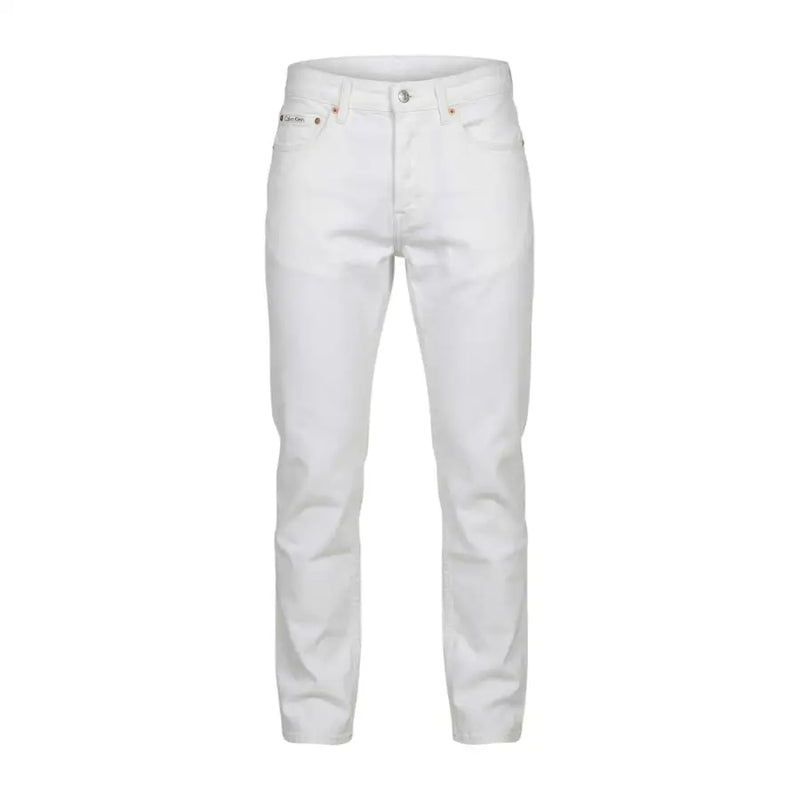 Calvin Klein Jeans Herrenhose aus weißem, schmal geschnittenem Denim im klassischen Stil mit klarem Schnitt