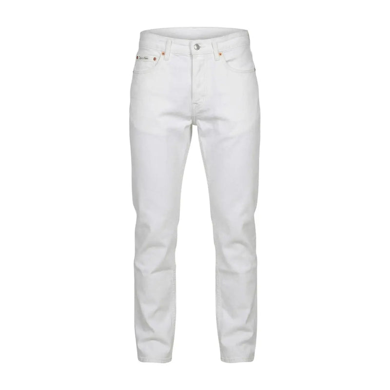 Calvin Klein Jeans men trousers in white slim-fit classic denim material with a clean cut design