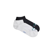 A pair of Calvin Klein Jeans men underwear ankle socks in black and white with subtle logo on the foot area