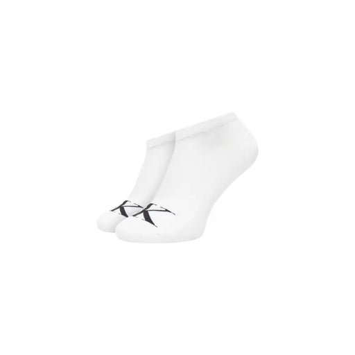 White ankle socks with black ck logo on toe from Calvin Klein Jeans men underwear collection