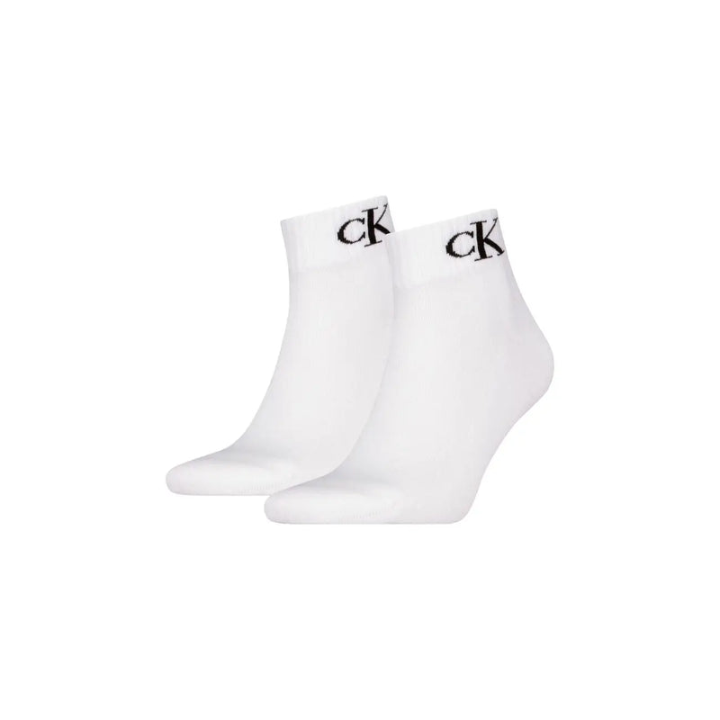 White ankle socks with black ck logo on the cuff from calvin klein jeans men underwear collection
