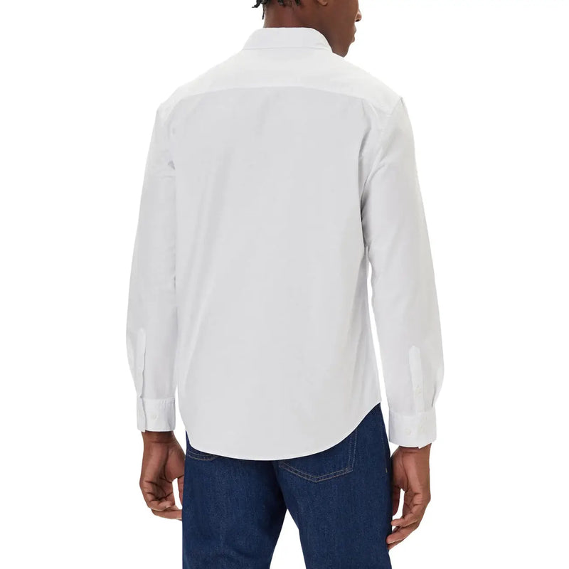 Calvin Klein Jeans men shirt white long-sleeved button-down with classic collar and neatly folded cuffs