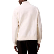 Calvin Klein Jeans Weißer Herren-Rollkragenpullover mit Reißverschluss aus cremefarbenem, weichem Baumwollmischgewebe mit hohem Kragen und gerippten Bündchen