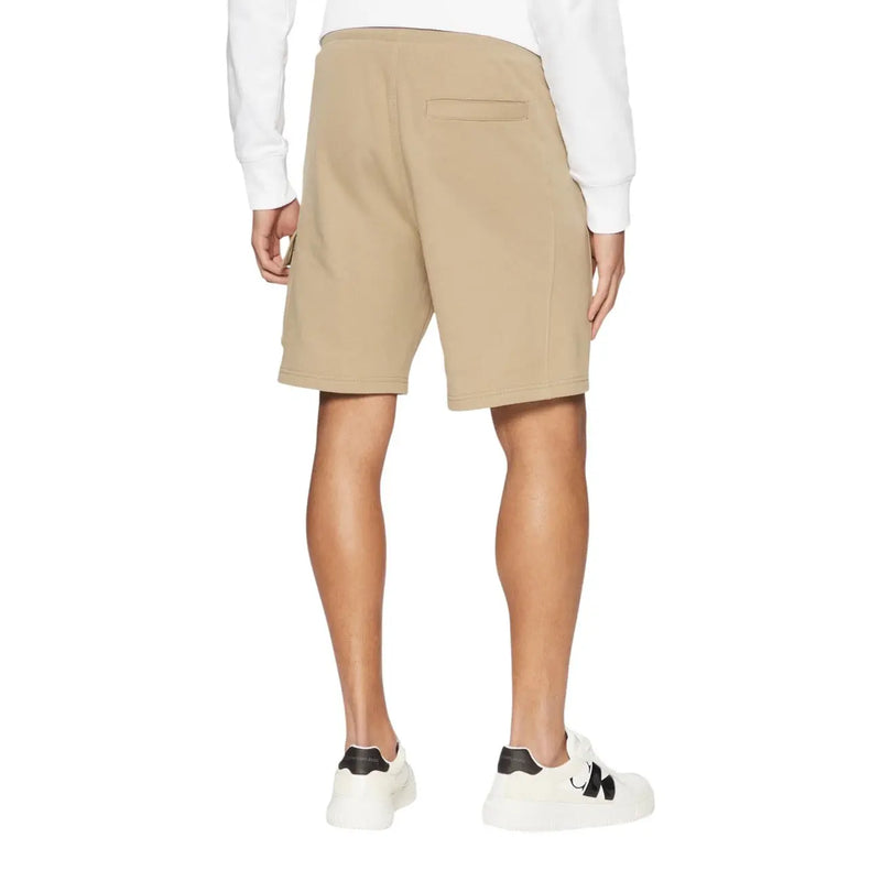 Calvin Klein Jeans Herrenshorts aus beiger Baumwolle mit Gesäßtasche und elastischem Bund, Rückansicht