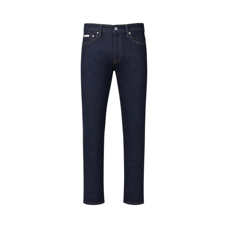 Calvin Klein Slim-Fit-Jeans für Herren aus dunkelindigofarbenem Denim mit dezenten Ziernähten, Vorderansicht