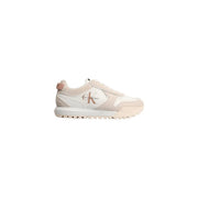 Cream-colored Calvin Klein Jeans white leather women sneakers with sleek minimalist design and rose gold branding for spring summer