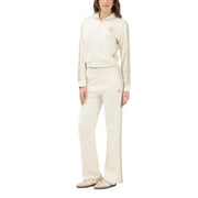 Beige Baumwoll-Jeans von Calvin Klein für Damen mit dezenten, gestickten Logos am Oberschenkel und passendem Reißverschluss-Trainingsanzug top