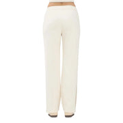 Calvin Klein Jeans Beige Damen-Baumwollhose mit cremefarbenem, weitem Bein, glattem Stoff und hohem Bund