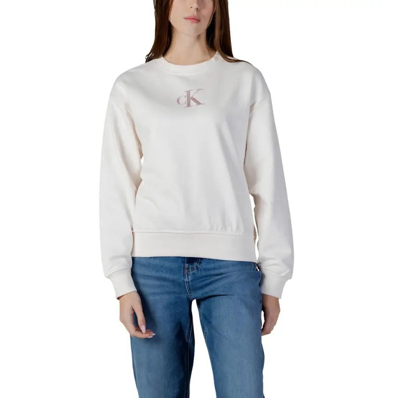 Calvin Klein black cotton womens sweatshirt with rose gold logo