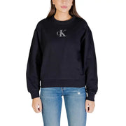 Calvin Klein Jeans womens black cotton sweatshirt with silver CK logo