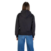 Calvin Klein Jeans Damen-Kapuzenpullover in Schwarz mit lockerer Passform und gerippten Bündchen und Saum, Vorderansicht