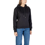 Calvin Klein Jeans Schwarzer Damen-Kapuzenpullover mit dezentem, gesticktem Logo und passenden Kordelzügen