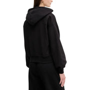 Calvin Klein Jeans women black hooded zip sweatshirt with relaxed fit and ribbed cuffs in soft fabric