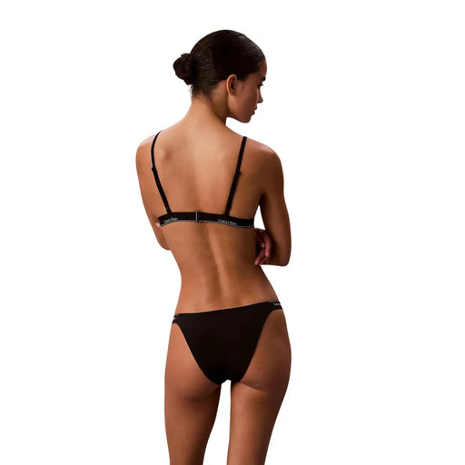 Schwarz Calvin Klein Jeans Triangel-Bikini-Set für Damen mit dünnen Trägern und minimalistischem Design