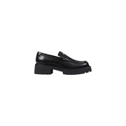 Calvin Klein Jeans women black leather loafers with chunky platform sole and subtle logo on the vamp