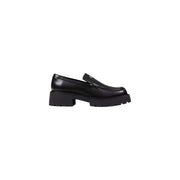 Calvin Klein Jeans women black leather loafers with chunky platform sole and subtle logo on the vamp