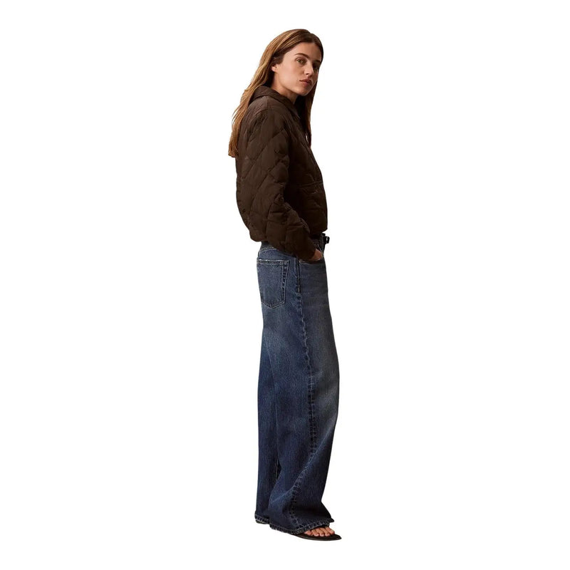 Calvin Klein Jeans Braune, gesteppte Damen-Bomberjacke aus Nylon mit elegantem, modernem Design und kurzem Reißverschluss