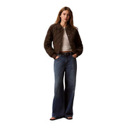 Braune gesteppte Nylonjacke für Damen von Calvin Klein Jeans mit klassischem Kragen und Knopfverschluss