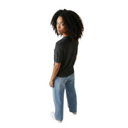 Black Calvin Klein Jeans women short-sleeved knit top with raglan sleeves made of cotton knitwear