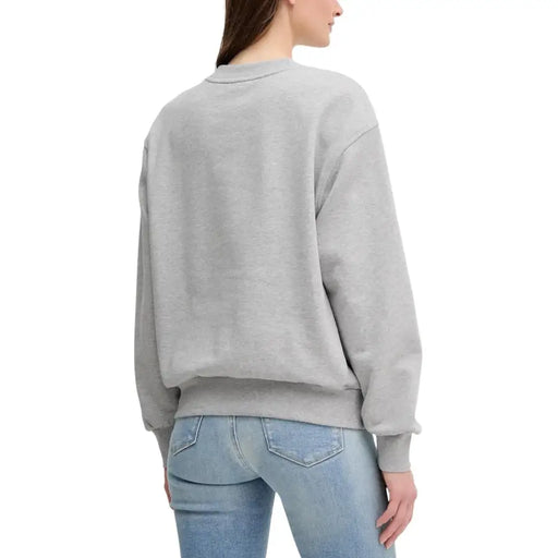 Calvin Klein Jeans women grey cotton sweatshirt with relaxed fit and ribbed cuffs