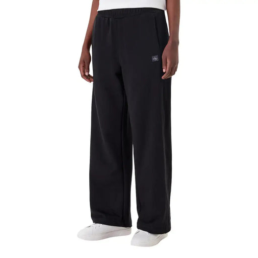 Calvin Klein Schwarze, weit geschnittene Baumwoll-Jogginghose mit Logo-Aufnäher