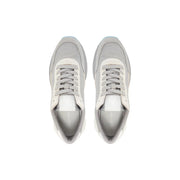 Calvin Klein Jeans women grey leather sneakers featuring sleek modern design in gray and white colors