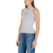 Calvin Klein Jeans Damen-Tanktop aus lila Baumwolle, ärmellos top mit taillierter Silhouette und rundem Ausschnitt