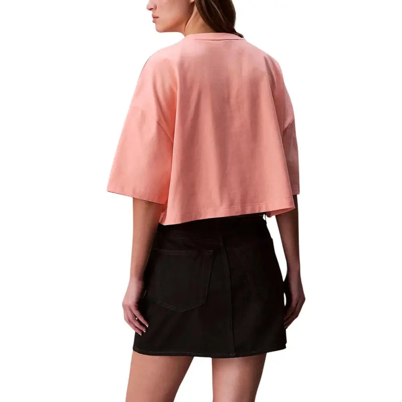 Calvin Klein Jeans orange cotton cropped t-shirt with loose sleeves