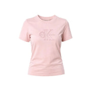 Calvin Klein Jeans Rosa Damen-T-Shirt aus Baumwolle mit kurzen Ärmeln und dezentem, farblich abgestimmtem CK-Logo auf der Brust