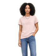 Calvin Klein Jeans Rosa Damen-T-Shirt aus Baumwolle mit kurzen Ärmeln und dezentem, tonalem CK-Logo-Print auf der Brust