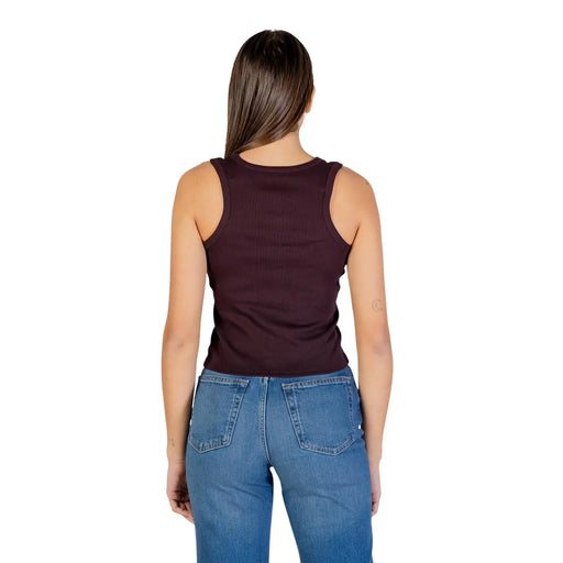 Calvin Klein Jeans ärmellos top aus dunkelburgunderfarbenem Baumwoll-Elastan mit schlichtem, tailliertem Design