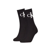 Schwarze Calvin Klein Jeans-Damenunterwäsche-Knöchelsocken aus Baumwollmischung mit weißem CK-Logo am Bündchen